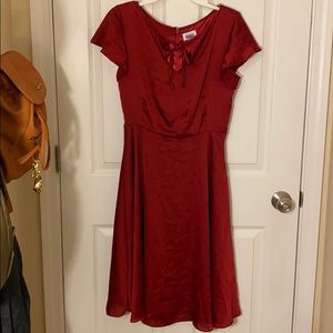 Unique Vintage Red Satin Dress